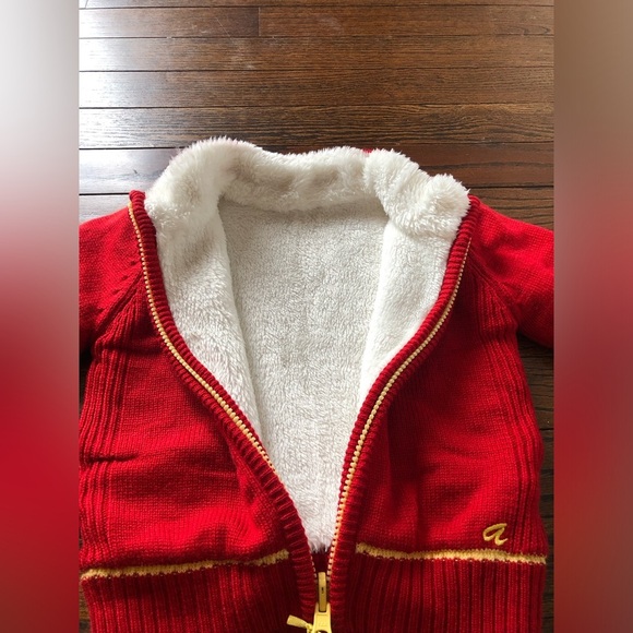 *NWT* Yellow Apple 6-12M Unisex Red/White Reversible Sweater - Fleece/Knit - Picture 4 of 10